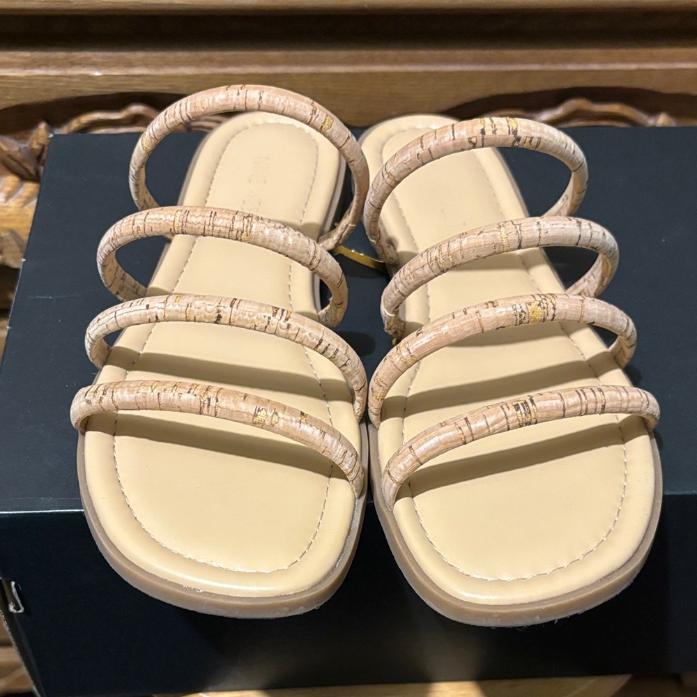 Nine West Beige Cork  Strappy Sandals
